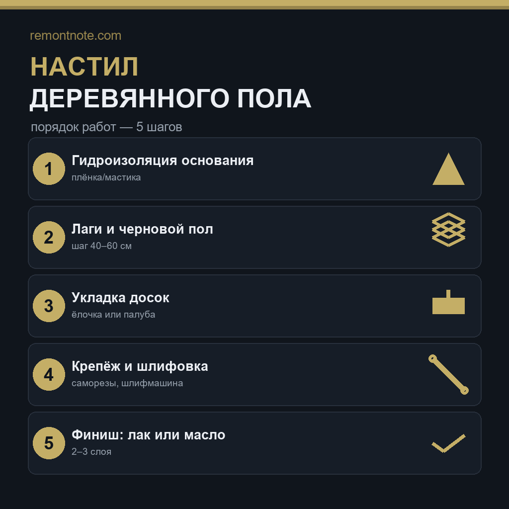 Настил деревянного пола
