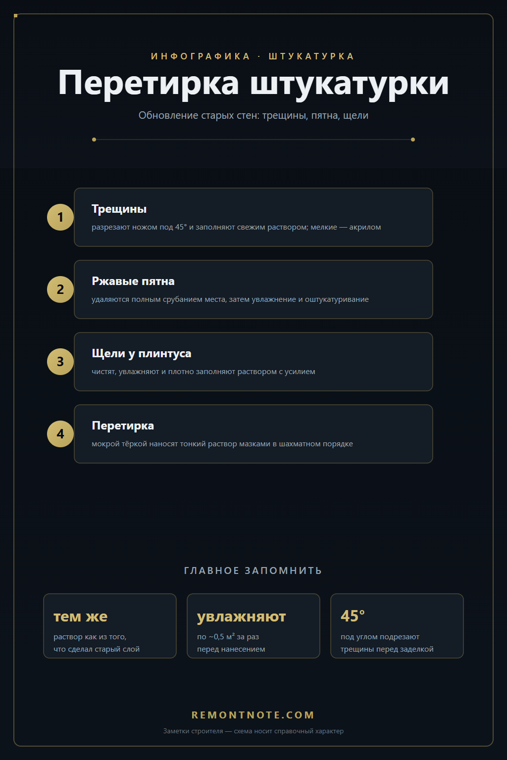 Перетирка штукатурки: трещины, ржавые пятна и щели
