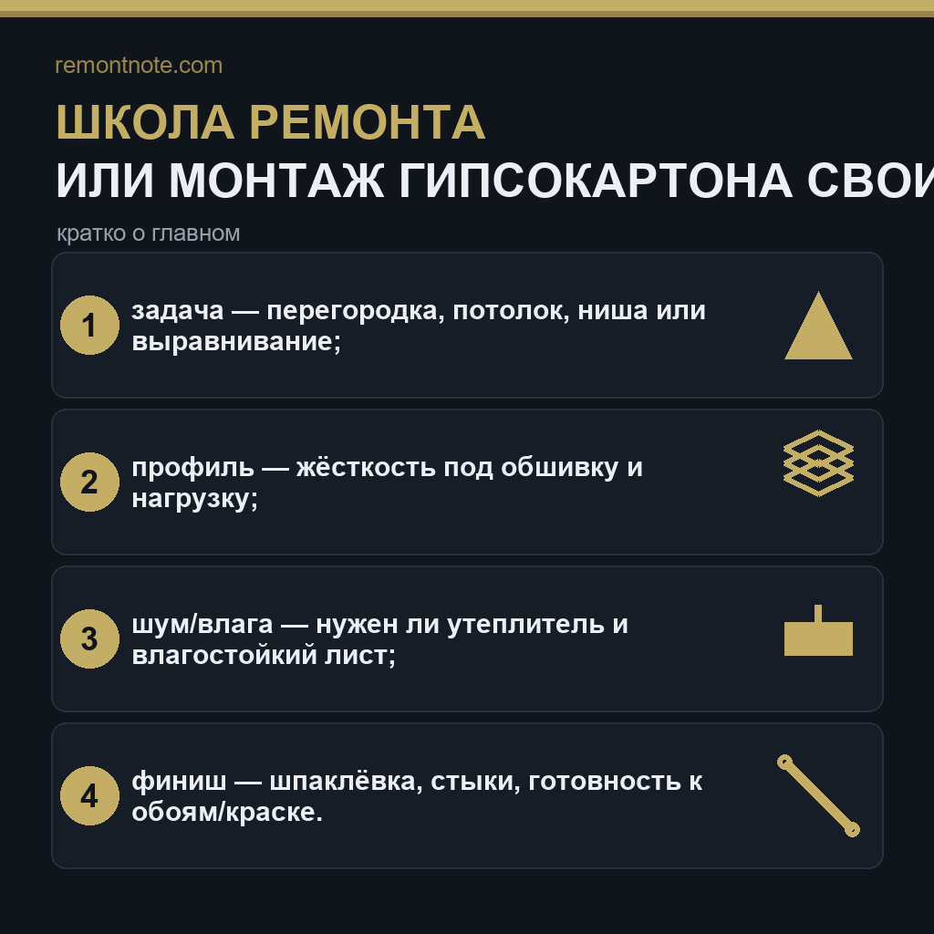 Школа ремонта или монтаж гипсокартона своими руками