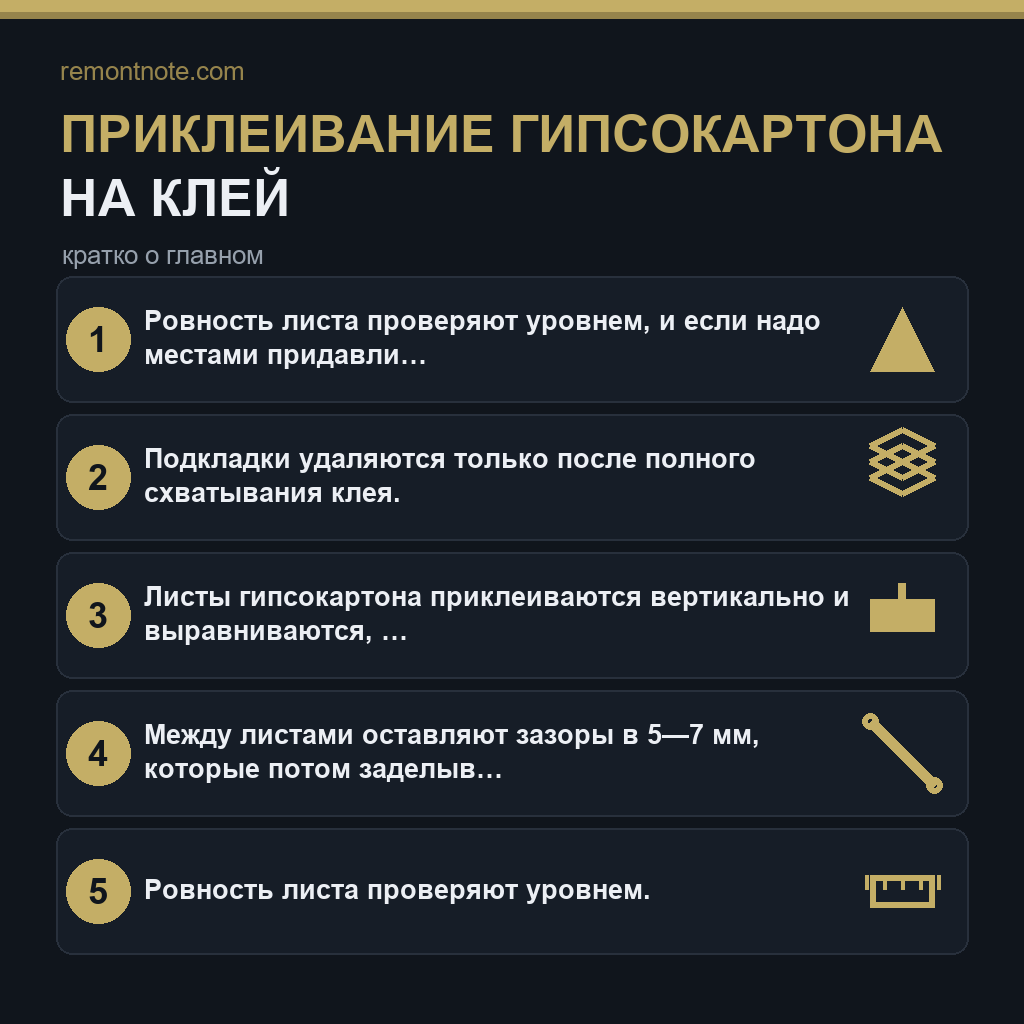 Приклеивание гипсокартона на клей