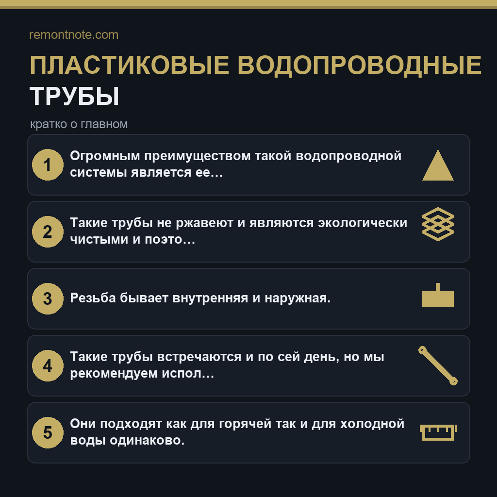 Пластиковые водопроводные трубы