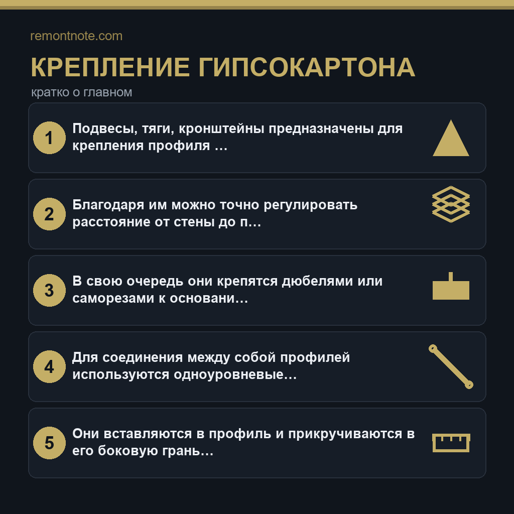 Крепление гипсокартона