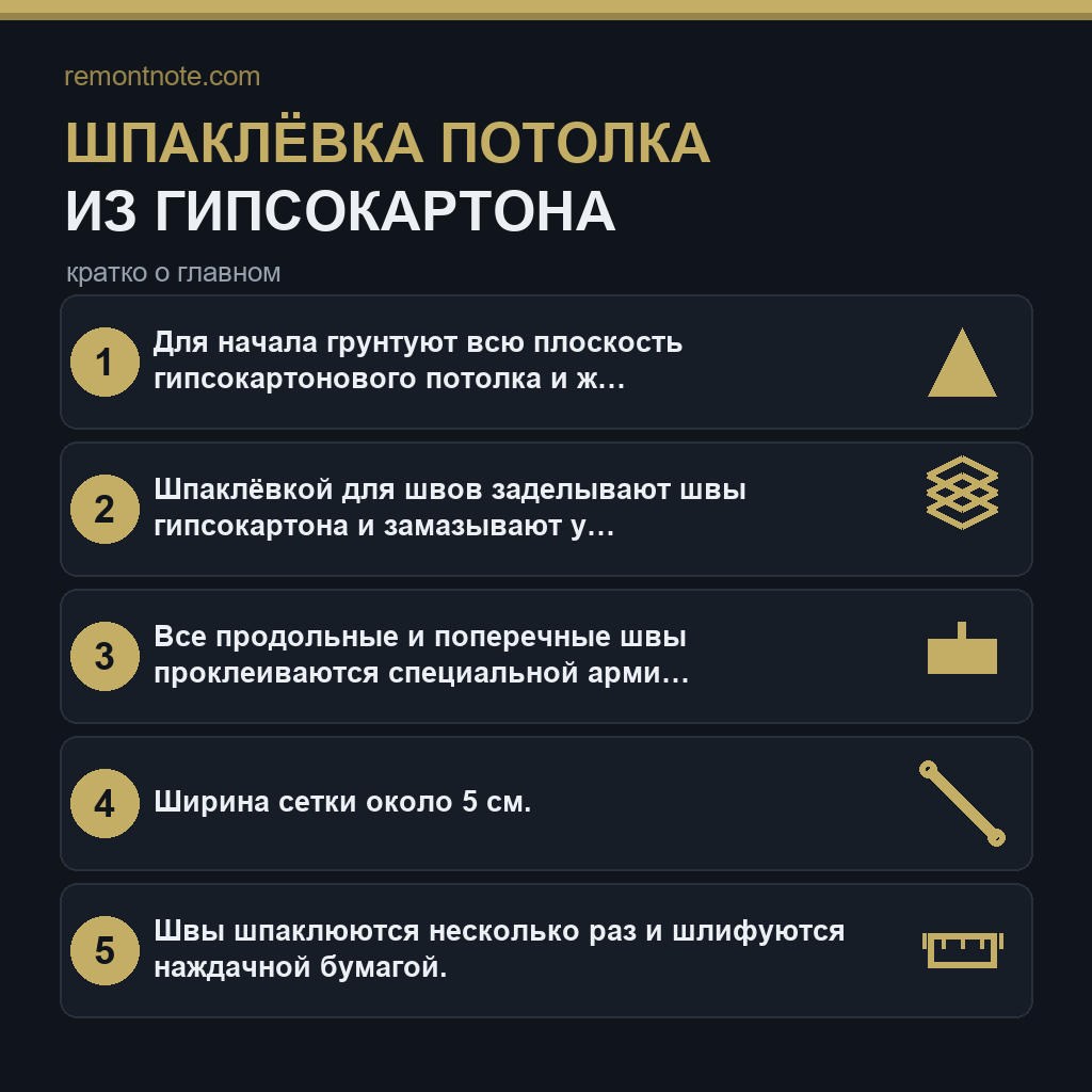Шпаклёвка потолка из гипсокартона