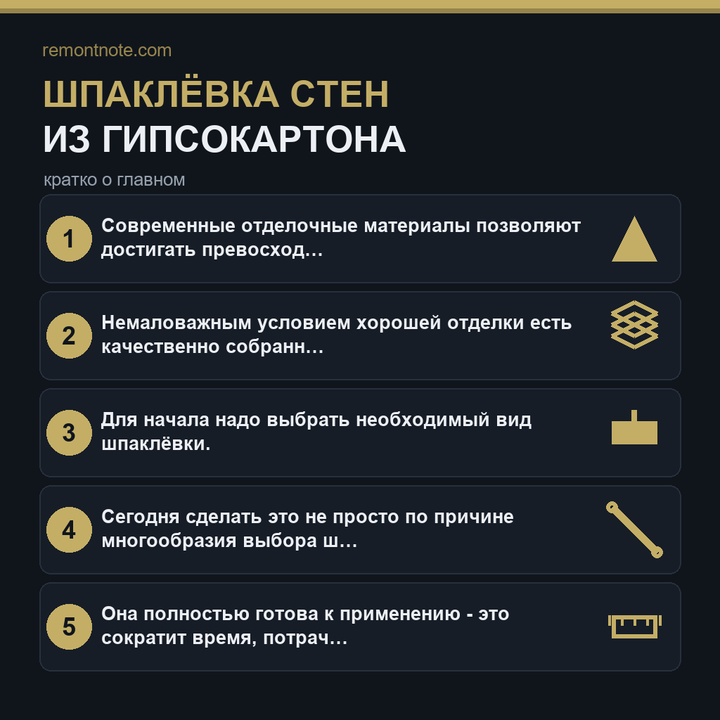 Шпаклёвка стен из гипсокартона