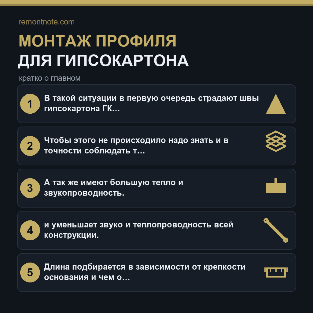 Монтаж профиля для гипсокартона