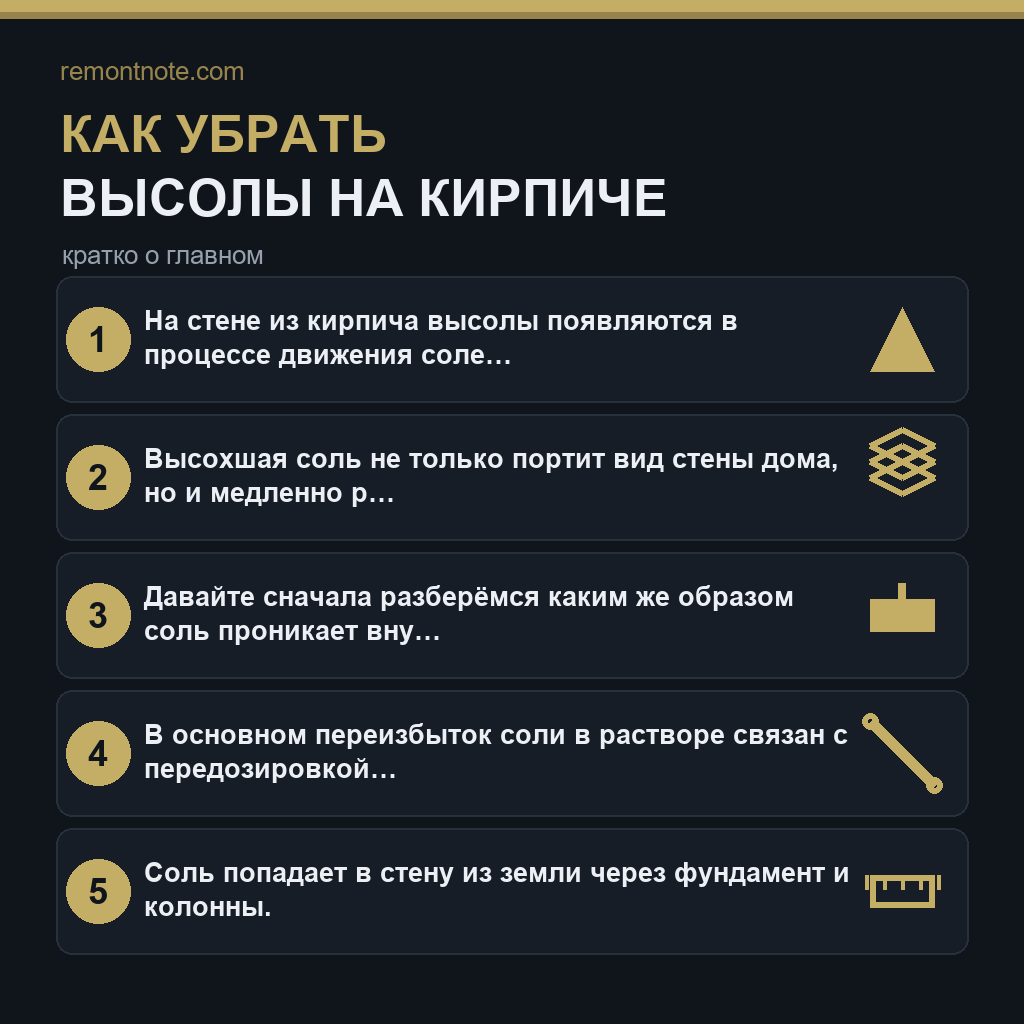 Как убрать высолы на кирпиче