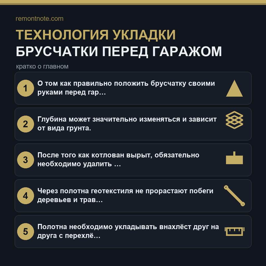 Технология укладки брусчатки перед гаражом