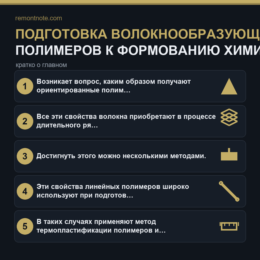 Подготовка волокнообразующих полимеров к формованию химическ
