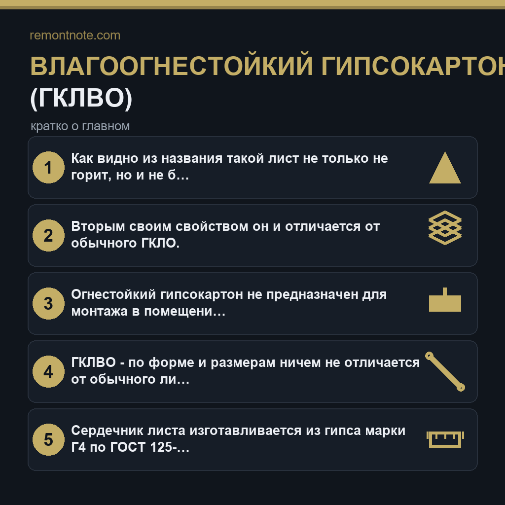 Влагоогнестойкий гипсокартон (ГКЛВО)