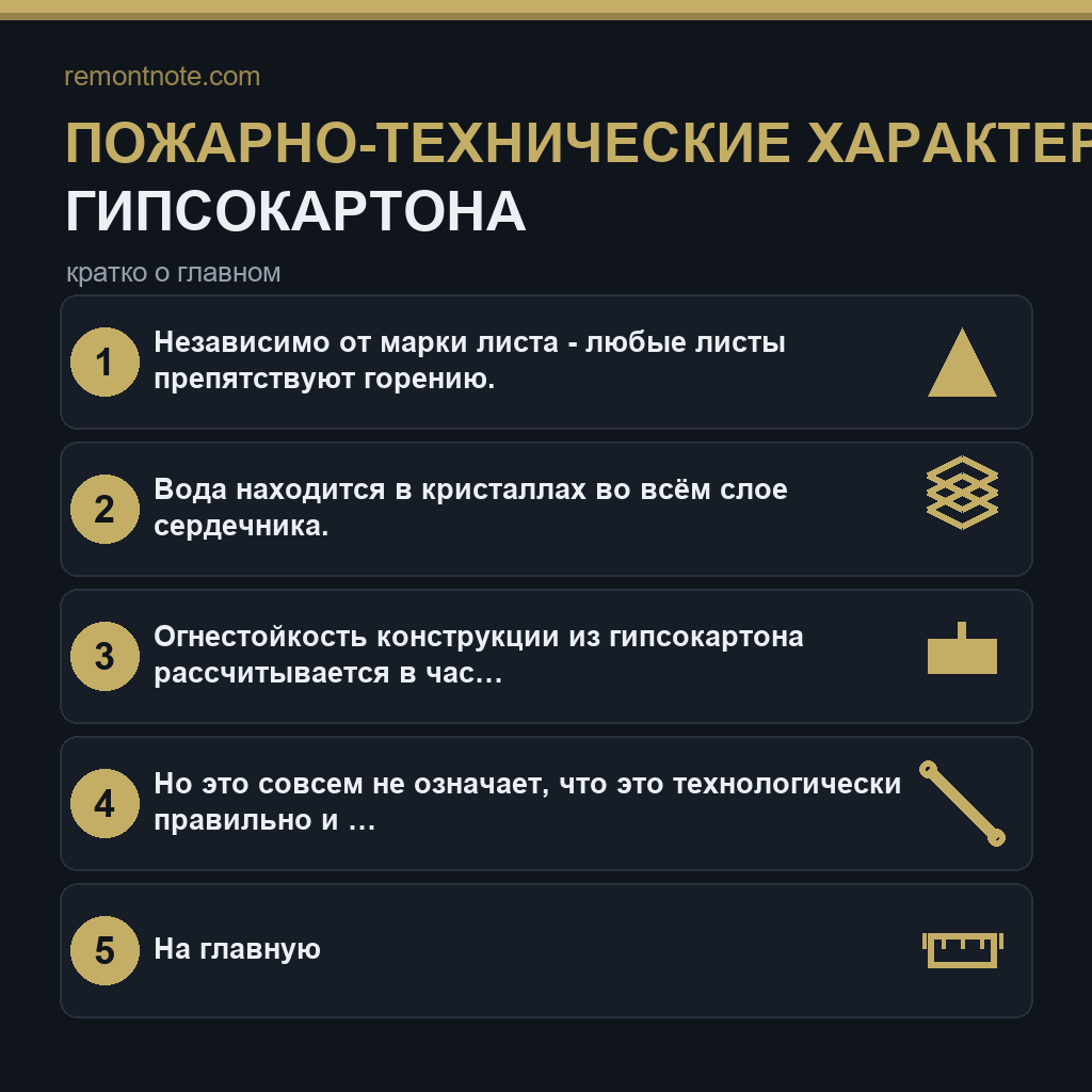 Пожарно-технические характеристики гипсокартона