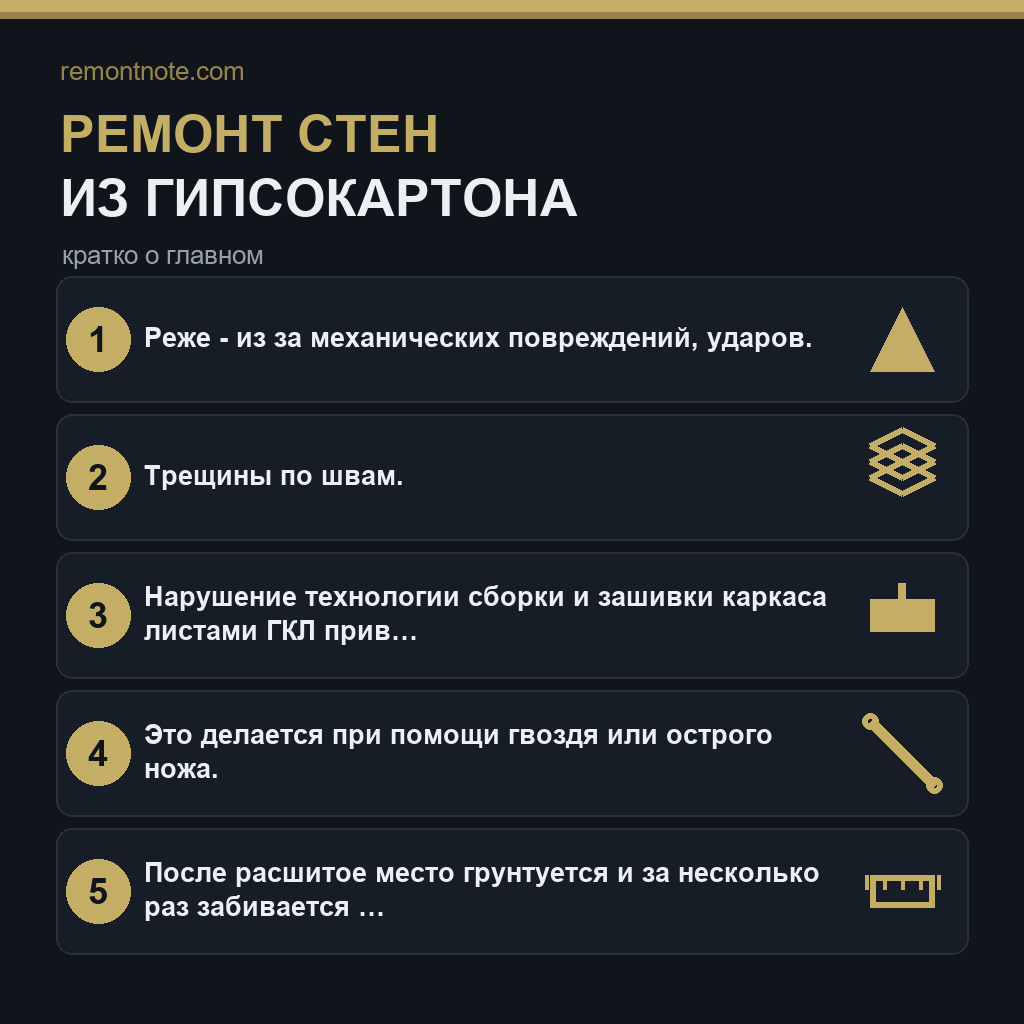 Ремонт стен из гипсокартона