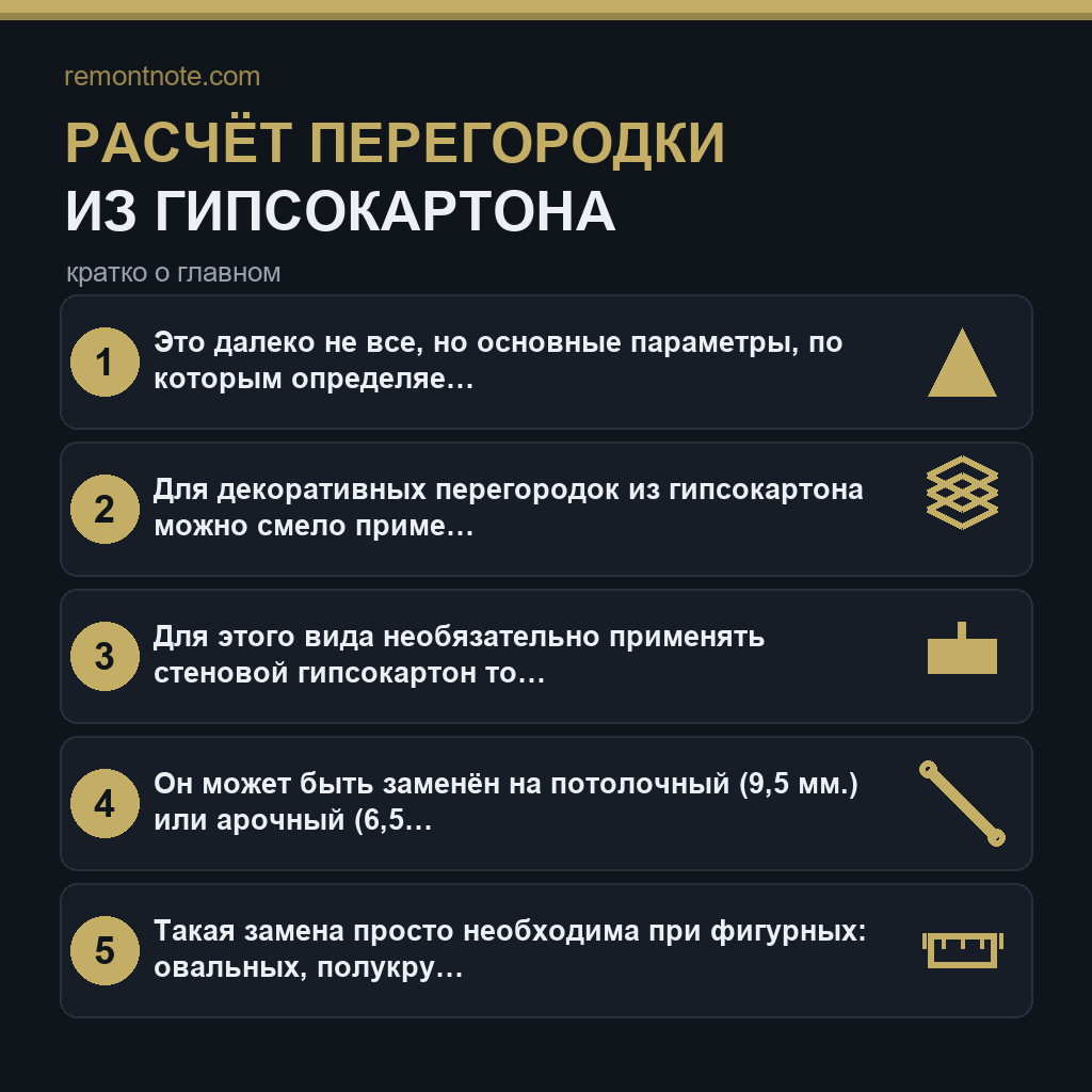 Расчёт перегородки из гипсокартона