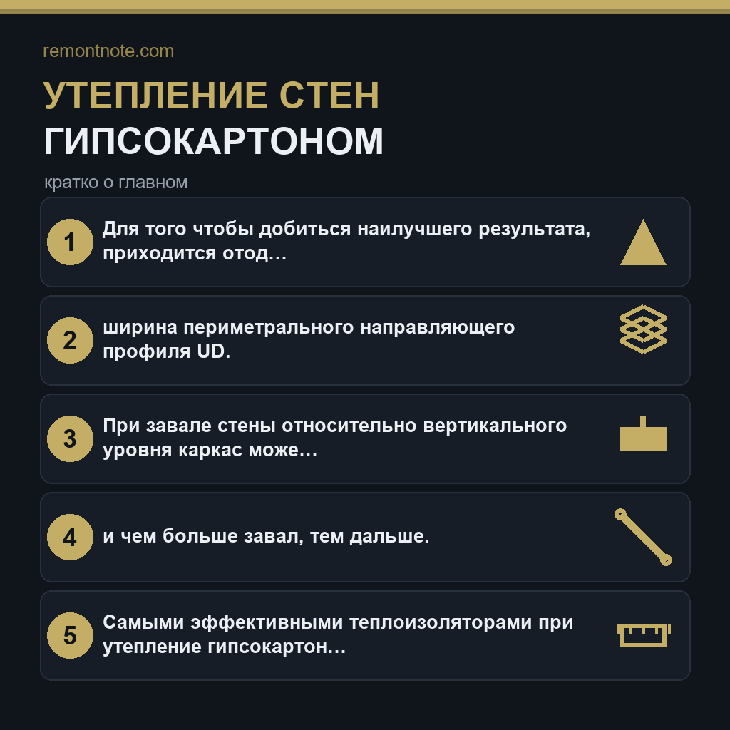 Утепление стен гипсокартоном