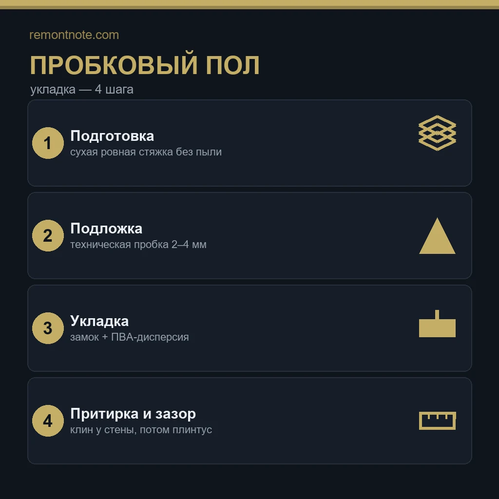 Пробковое покрытие: структура и укладка